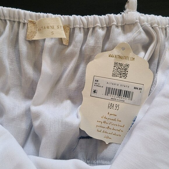 Altar'd State Jumpsuit Wide Leg Blue White Sleeveless Strappy Minimal NEW Sm $85 - Picture 5 of 10